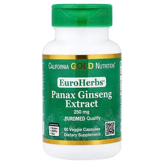 California Gold Nutrition EuroHerbs Panax Ginseng-ekstrakt 250 mg