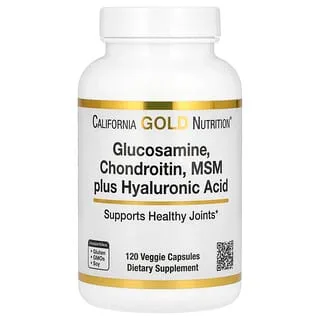 California Gold Nutrition Glukosamin, Kondroitin, MSM pluss Hyaluronsyre – 120 kapsler