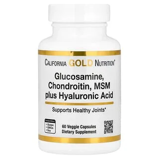 California Gold Nutrition Glukosamin, Kondroitin, MSM pluss Hyaluronsyre – 60 kapsler
