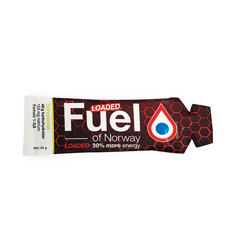 Fuel of Norway Loaded EnergiGel med sitronsmak, pose på 65 gram med 40 g karbohydrat