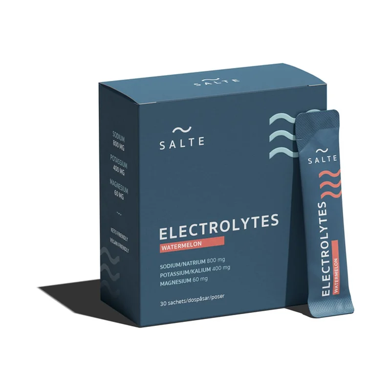 Salte Electrolytes Watermelon, eske med 30 porsjonsposer og én løs pose