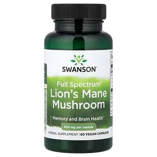 Swanson Full Spectrum Lion's Mane, 500 mg, 60 kapsler