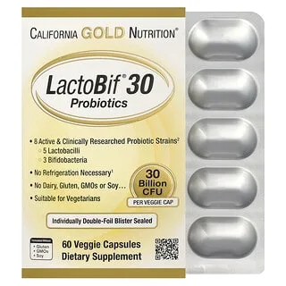 California Gold Nutrition LactoBif 30 Probiotics – 30 milliarder CFU, 60 kapsler