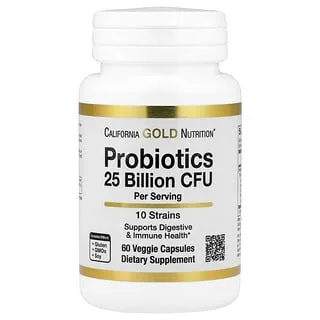 California Gold Nutrition Probiotics – 10-stammers blanding, 25 milliarder CFU, 60 kapsler
