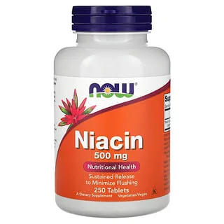 NOW Foods Niacin 500 mg (250 tabletter)