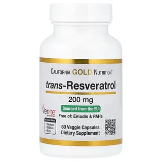 California Gold Nutrition trans-Resveratrol 200 mg (60 kapsler)