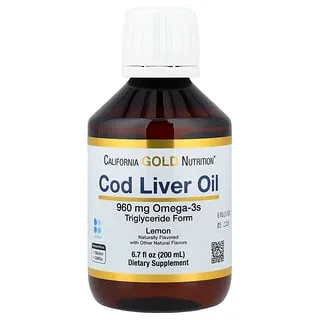 California Gold Nutrition Cod Liver Oil, norsk, sitron (200 produktbilde