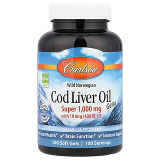 Carlson Wild Norwegian Cod Liver Oil Gems 1 000 mg (100 soft produktbilde