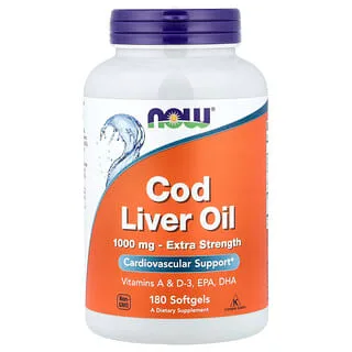 NOW Foods Cod Liver Oil 1 000 mg (180 kapsler) produktbilde