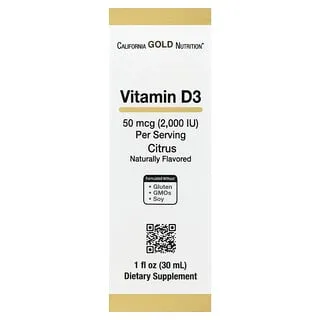 California Gold Nutrition Vitamin D3 Væske 2000 IU (Sitrus)