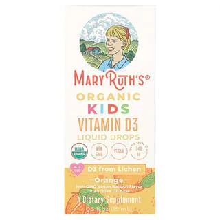 MaryRuth's Organic Kids Vitamin D3 Liquid Drops, appelsin, 4–13 år (15 ml)